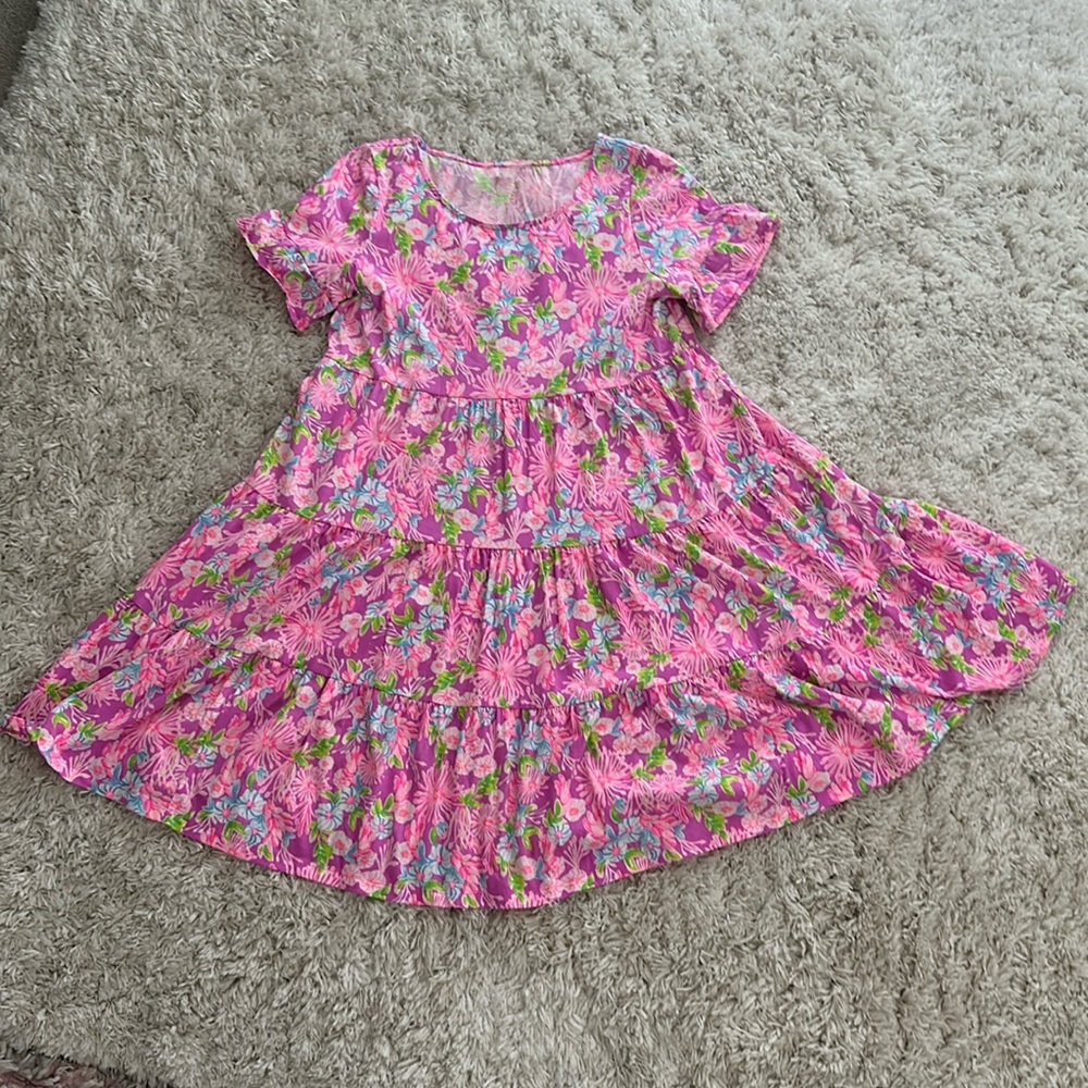 Lilly Pulitzer Jodee Swing Tiered Dress Amethyst Moms The Word size Large Pink